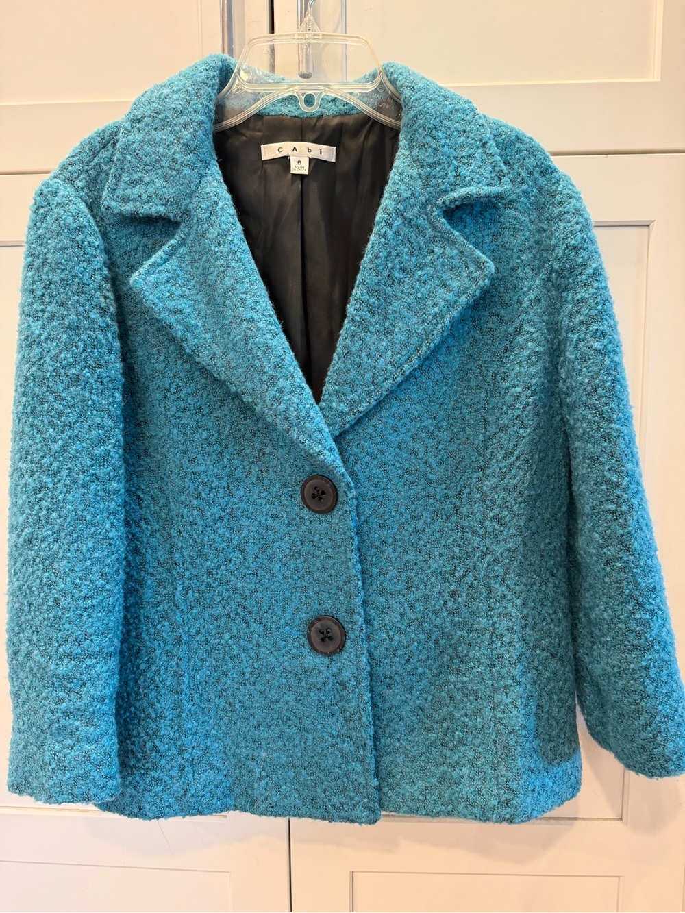 CAbi Turquoise Bouclé Pea Coat